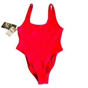 Mosmann Australia Pink Ribbed One Piece Swimsuit Size S Small NWT